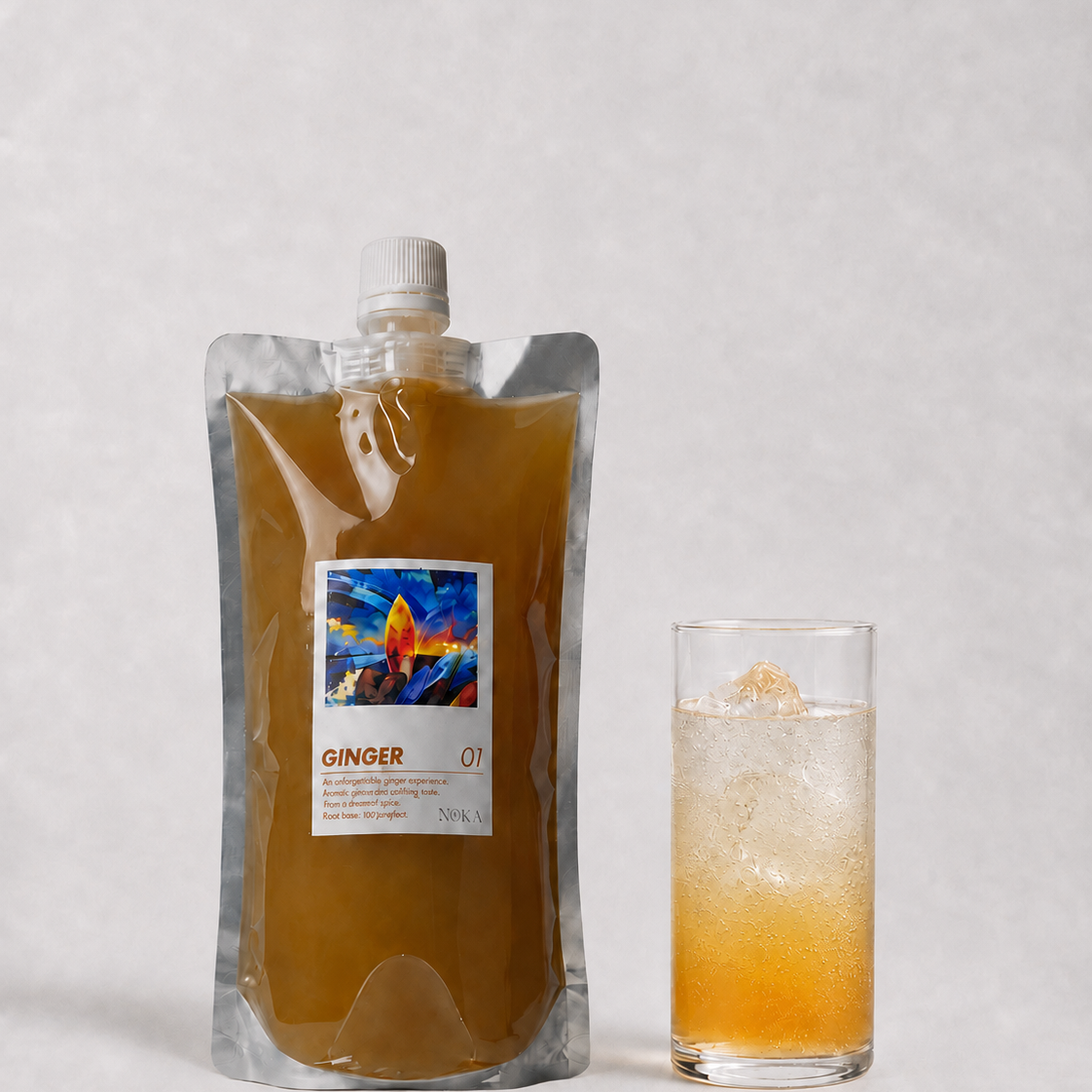 NoKa飲香 湘南クラフトジンジャーシロップ 730gパウチとジンジャーエール
